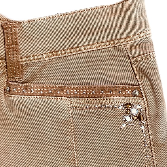 NWT WHBM Saint Honore Western rhinestone embellished lace up ankle skinny tan 10 - Picture 8 of 14